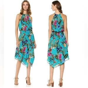 PARKER - Herley Silk Halter Dress Tropical Print Size S